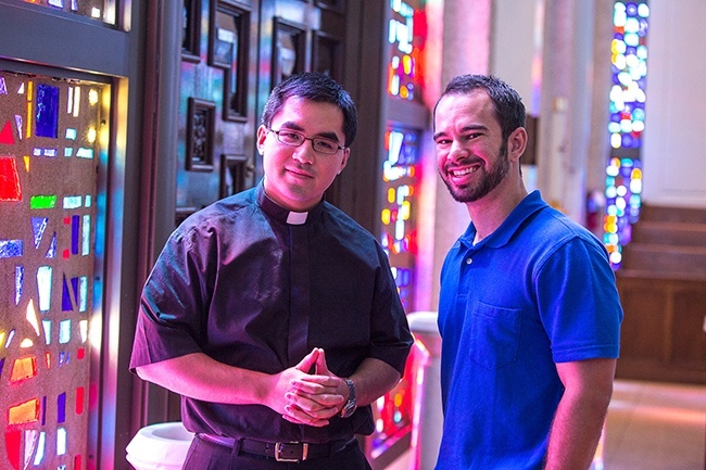 Transitional Deacon Phillip Tran, left, and Kevin Garcia, both studying for the priesthood for the Archdiocese of Miami, pose for a photo recently at St. Vincent de Paul Regional Seminary in Boynton Beach, where more than 20 Miami seminarians are studying for the priesthood.